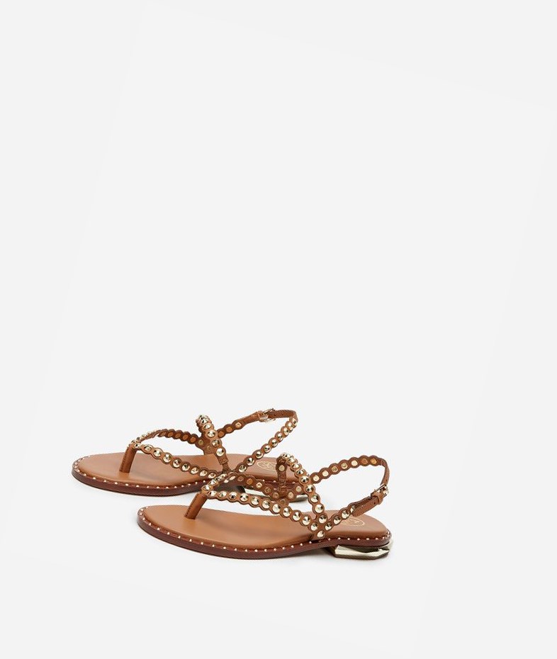 New Cinnamon Women's ASH Patchy Flat Sandals | 379XSWMTA