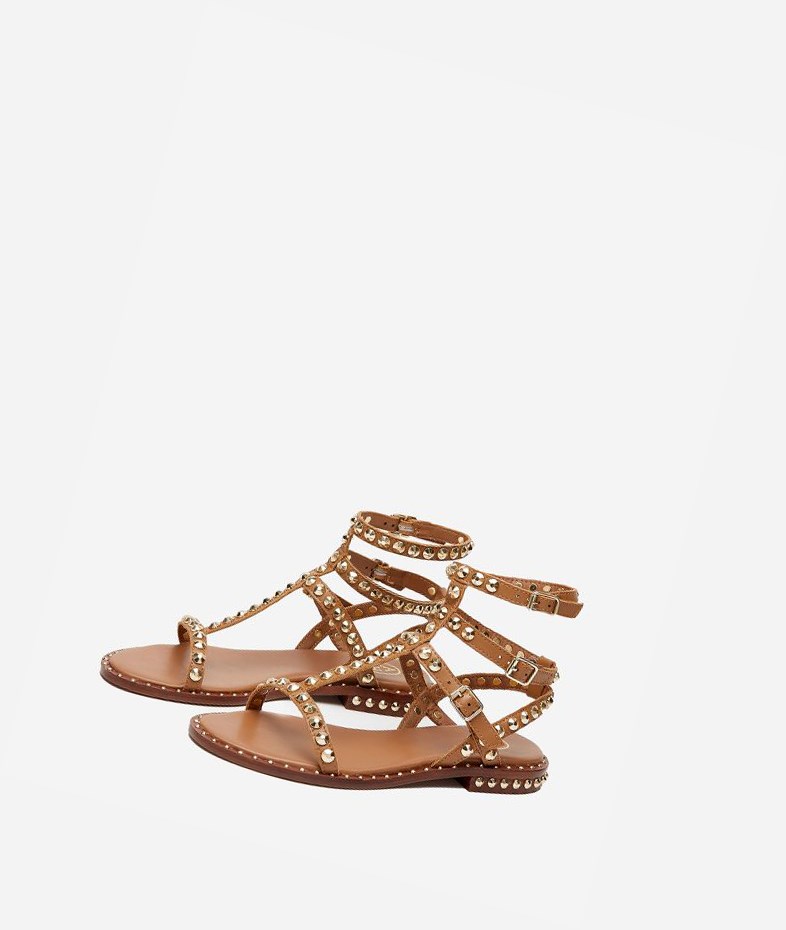 New Cinnamon Women's ASH Play Flat Sandals | 457QZGXVM