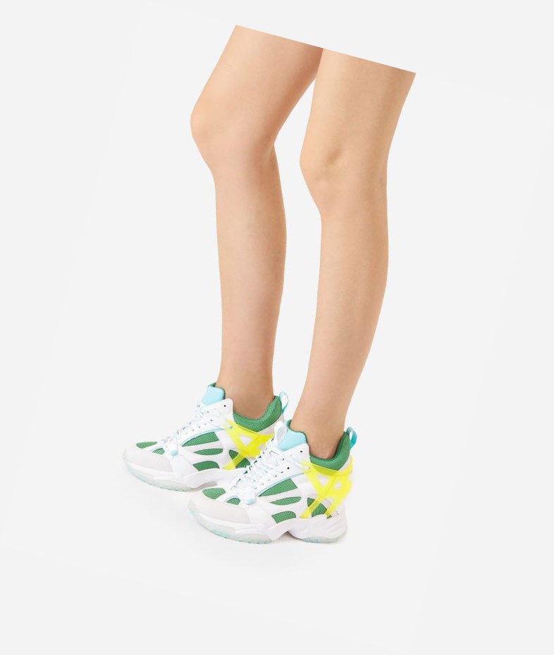 Off White / Ecco Green / White Women's ASH Impuls High-Top Sneakers | 506KHFPZM