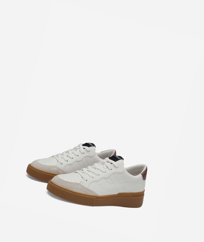 Off White / White / Dark Pinkwood Women's ASH Free Low-Top Sneakers | 047RKGLJV