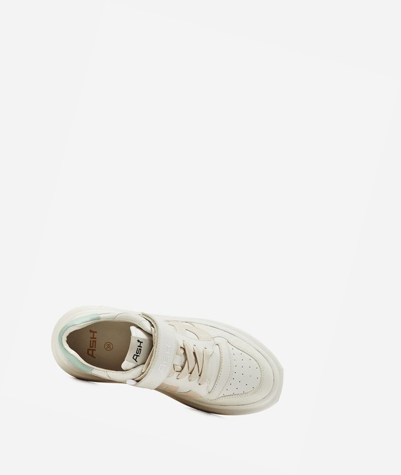 Talc / White / New Mint / Metal White Women's ASH Indy Low-Top Sneakers | 321TGWNPL