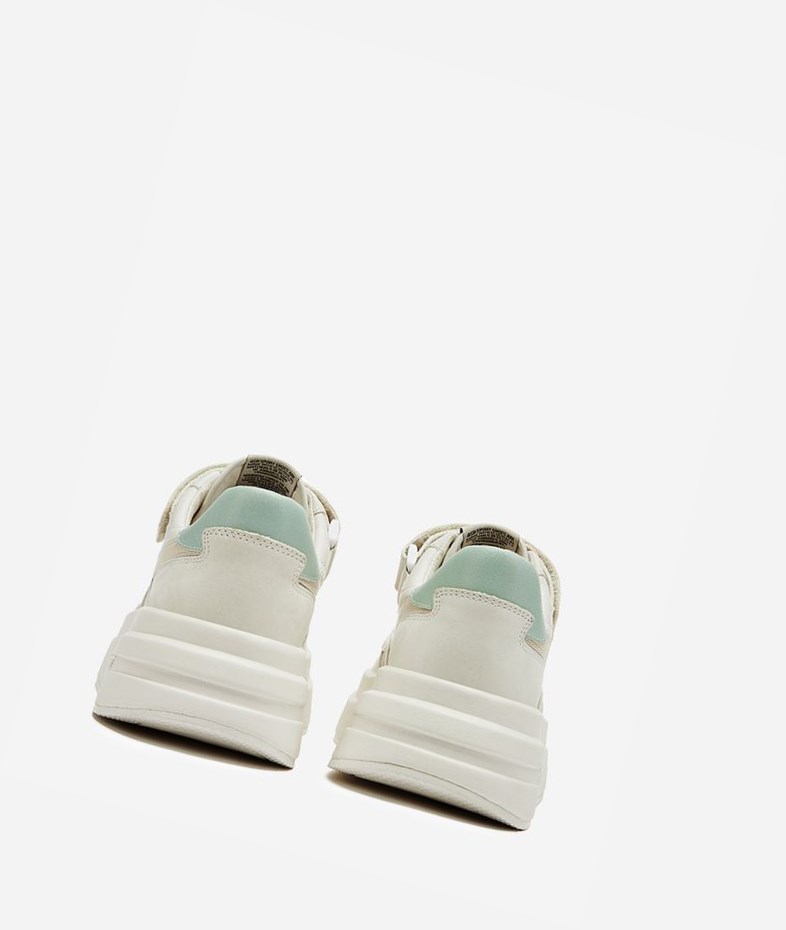 Talc / White / New Mint / Metal White Women's ASH Indy Low-Top Sneakers | 716YJEVDU