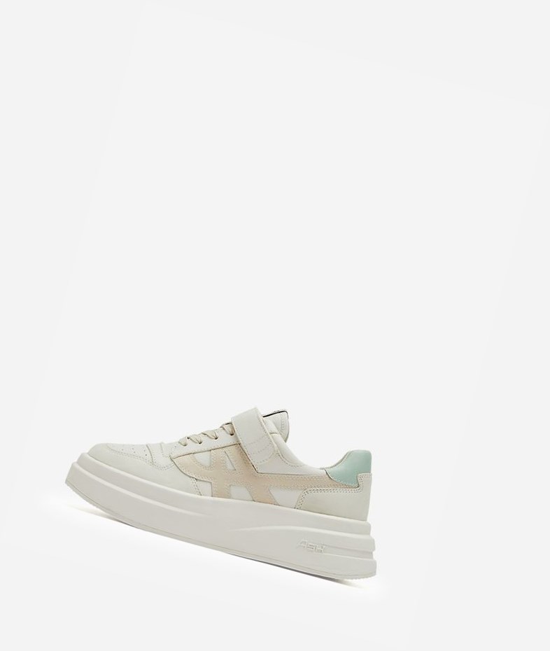 Talc / White / New Mint / Metal White Women\'s ASH Indy Low-Top Sneakers | 716YJEVDU