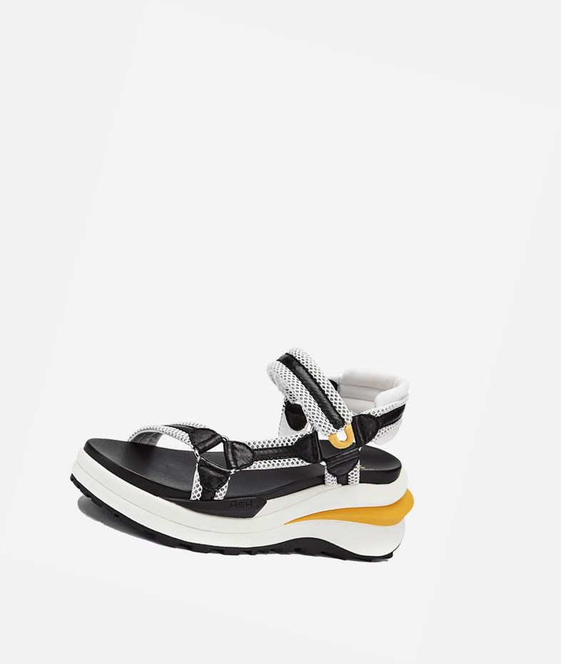 White / Black Women's ASH Shogun Bis Sneaker Sandals | 348GJALZM