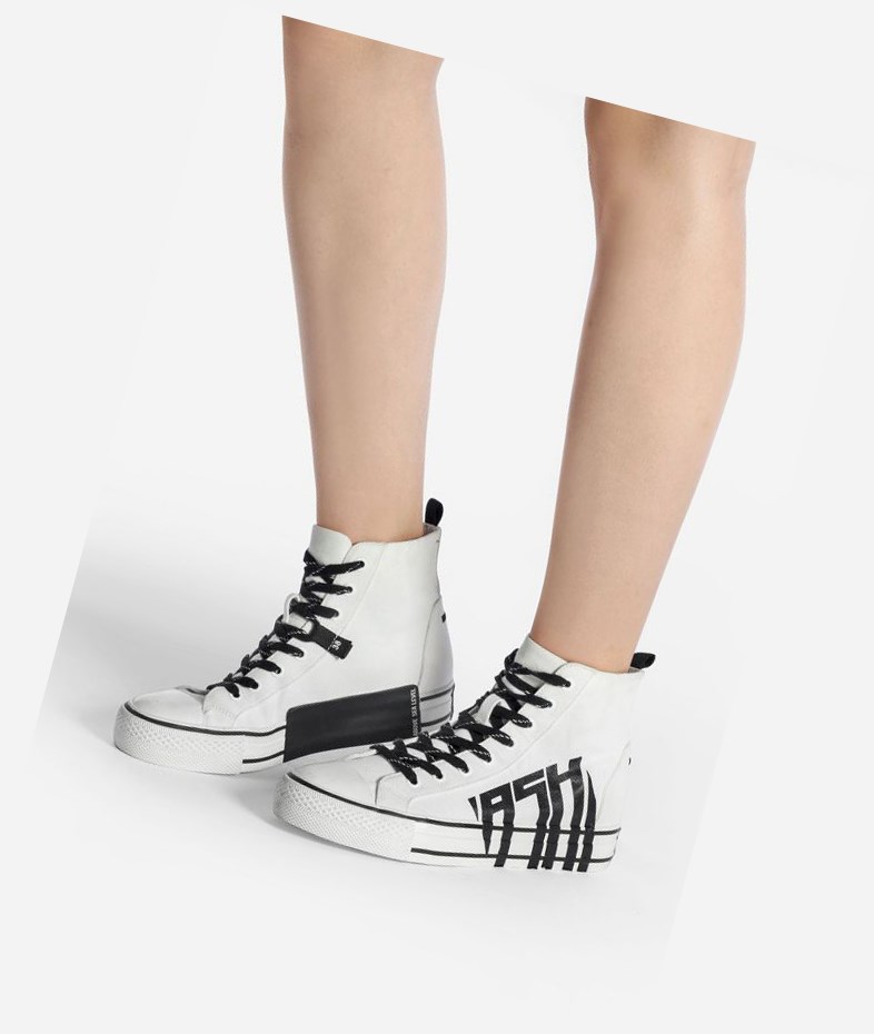 White / Black Women's ASH Viky High-Top Sneakers | 294QICJOY