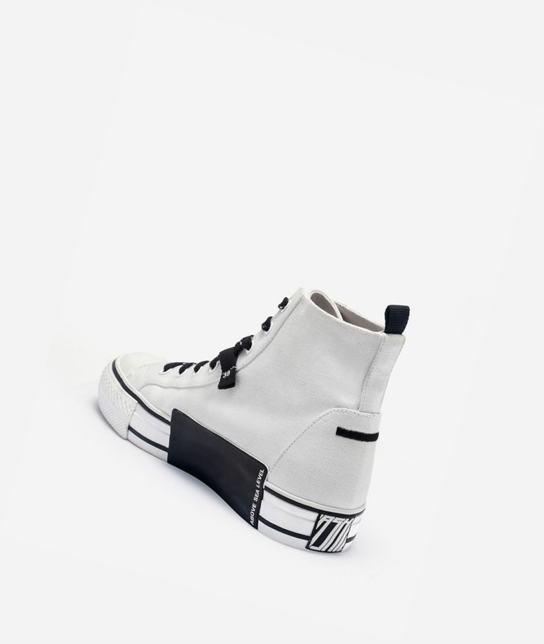 White / Black Women's ASH Viky High-Top Sneakers | 294QICJOY