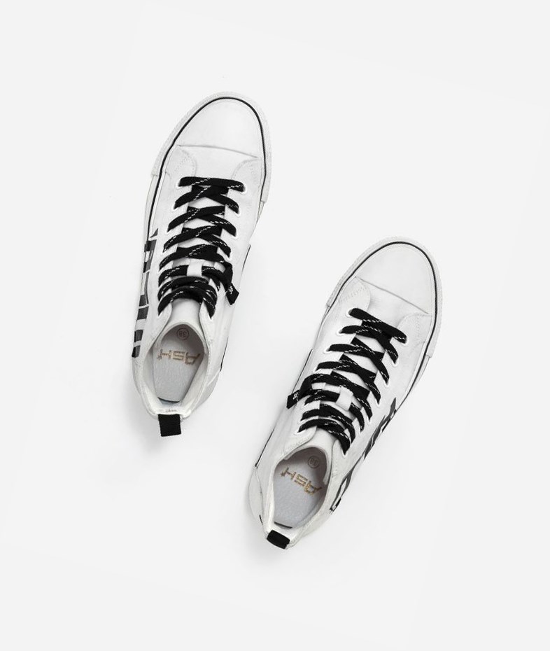 White / Black Women's ASH Viky High-Top Sneakers | 294QICJOY