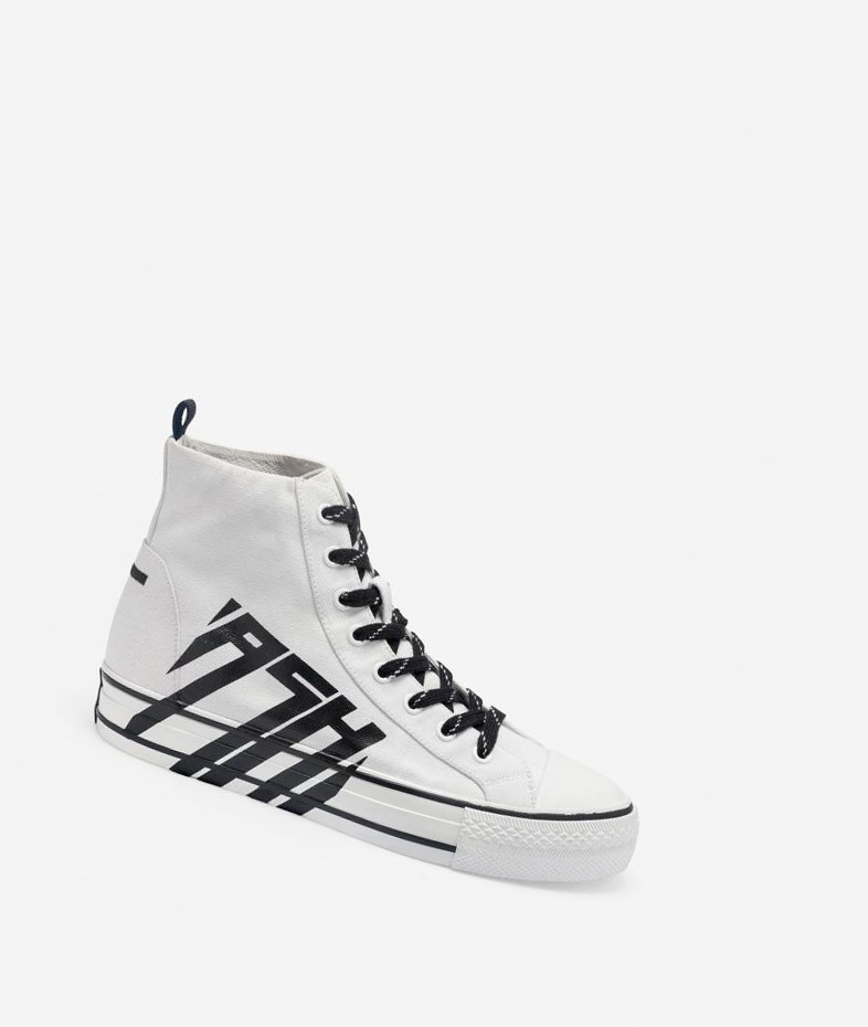 White / Black Women\'s ASH Viky High-Top Sneakers | 294QICJOY