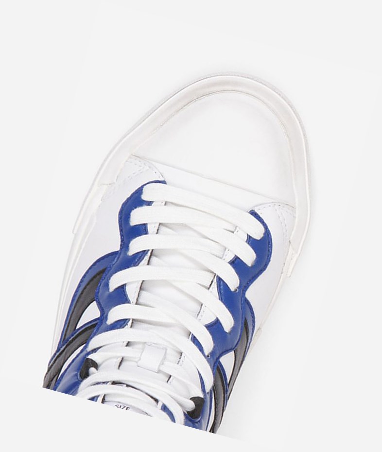 White / Cobalt / Black Women's ASH Grease High-Top Sneakers | 623SOMJHK