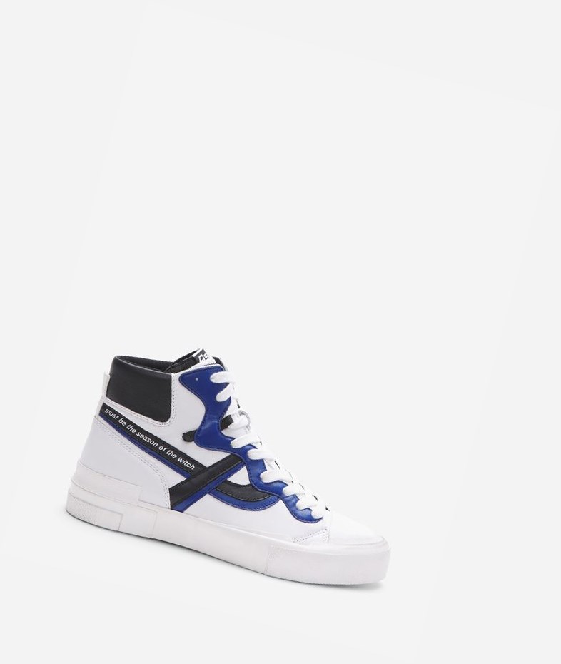 White / Cobalt / Black Women\'s ASH Grease High-Top Sneakers | 623SOMJHK