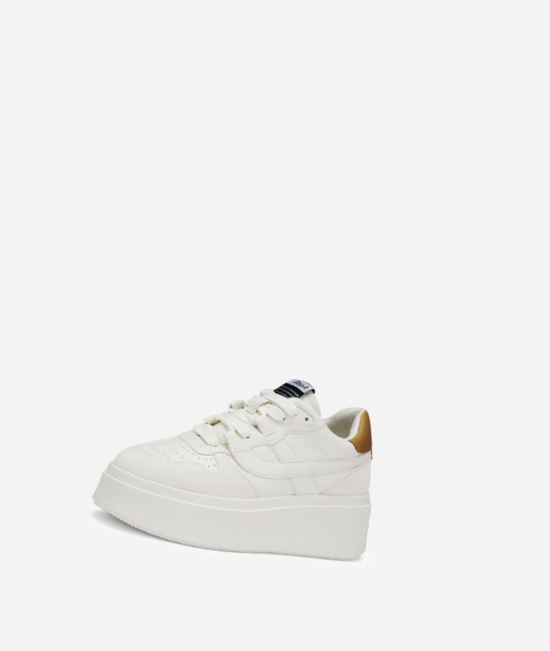 White / Golden Brown Women's ASH Match Low-Top Sneakers | 184VBOECT