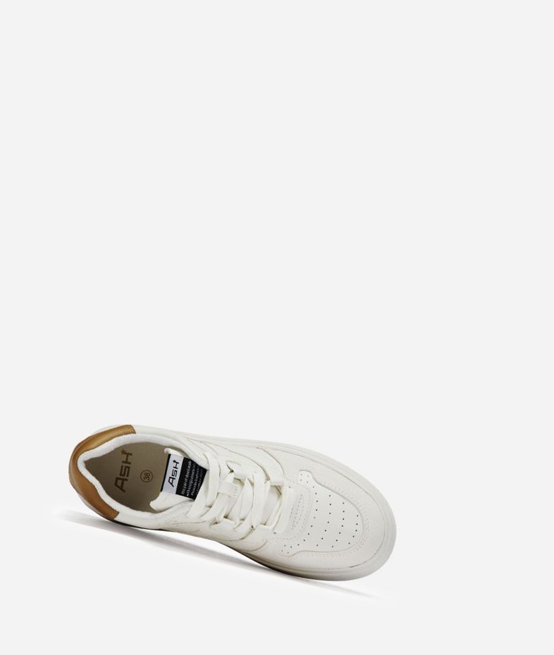 White / Golden Brown Women's ASH Match Low-Top Sneakers | 184VBOECT