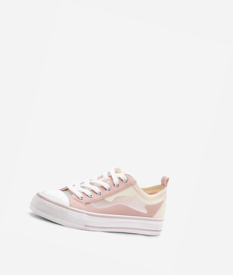 White / Pinksalt / Almond Oil Women's ASH Vertu Low-Top Sneakers | 257ZEQWSO