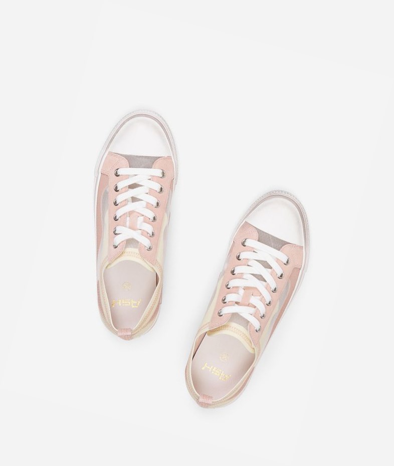 White / Pinksalt / Almond Oil Women's ASH Vertu Low-Top Sneakers | 257ZEQWSO