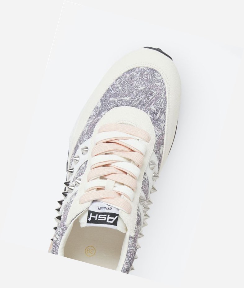 White / Pinksalt / Off White Women's ASH Spider Studs Low-Top Sneakers | 625BEDZHY