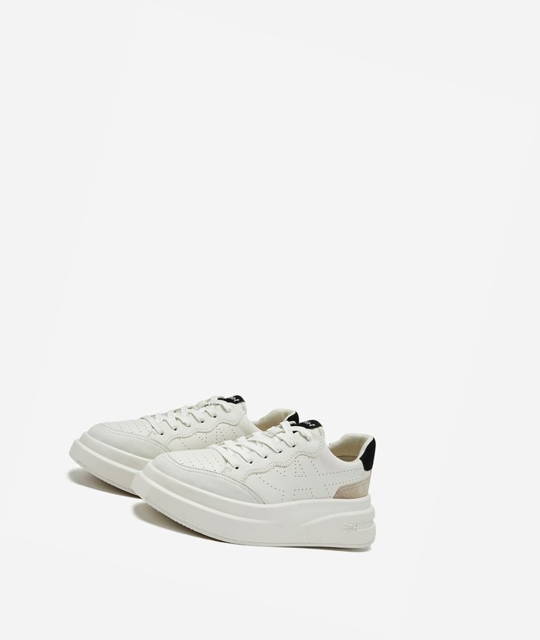 White / Talc / White / Black Women's ASH Impuls Low-Top Sneakers | 740HOQDTV