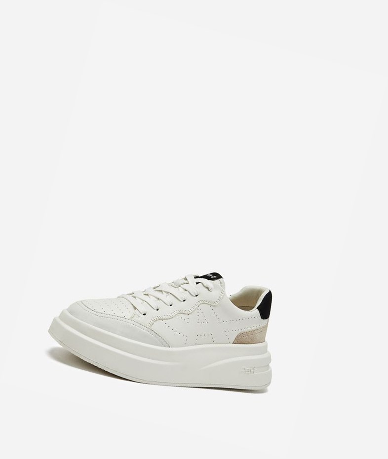 White / Talc / White / Black Women's ASH Impuls Low-Top Sneakers | 740HOQDTV