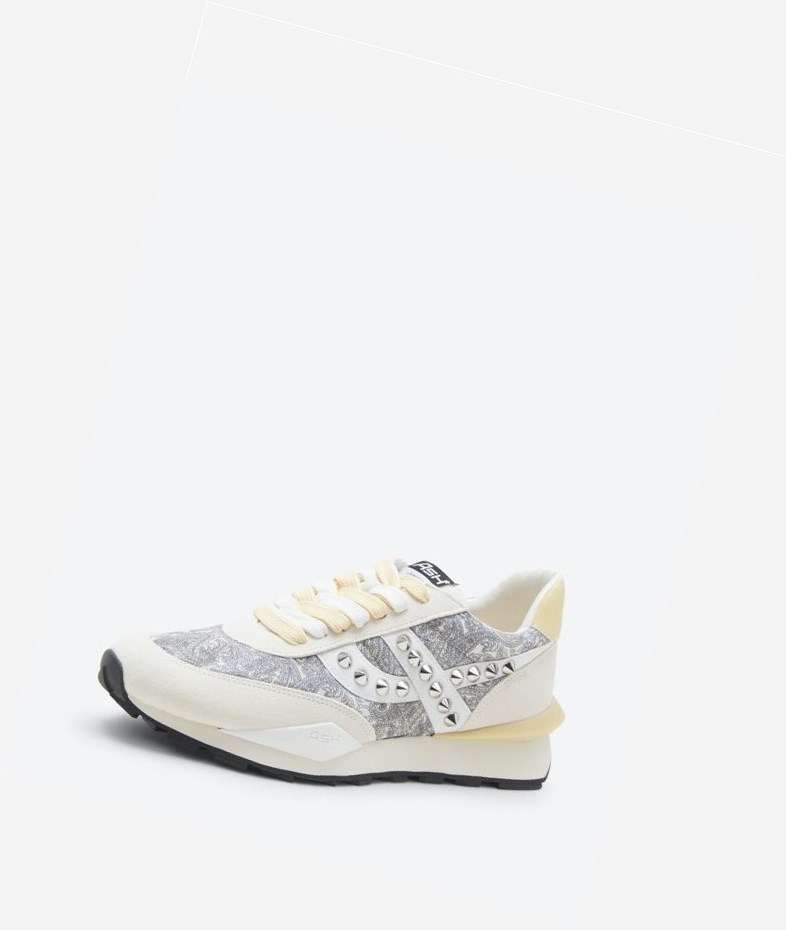 White / Vaniglia / Off White Women's ASH Spider Studs Low-Top Sneakers | 206RQJDCO