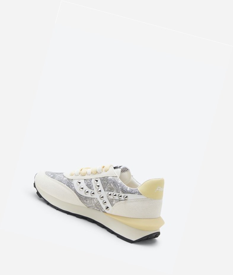 White / Vaniglia / Off White Women's ASH Spider Studs Low-Top Sneakers | 206RQJDCO